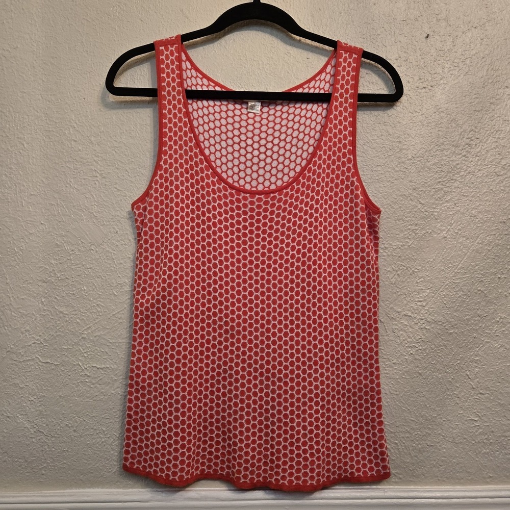 Belford Knit Tank‎ Top 100% Pima Cotton Honeycomb Orange White Spring Medium